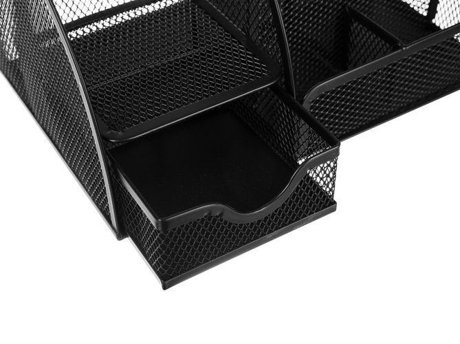Organizator metalic pentru birou, 6 compartimente, 12.5 x 14 x 22 cm, negru - imagine 4